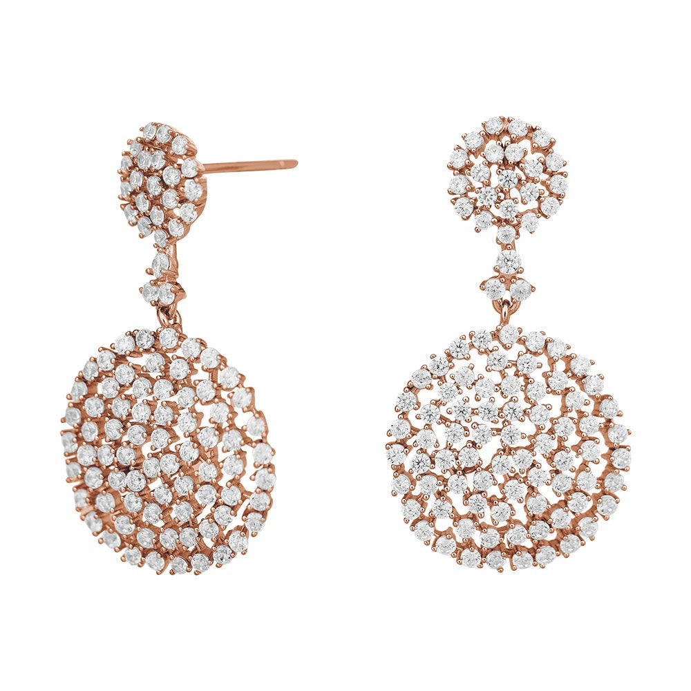 Rose gold-plated silver ear studs DORANOR 32mm