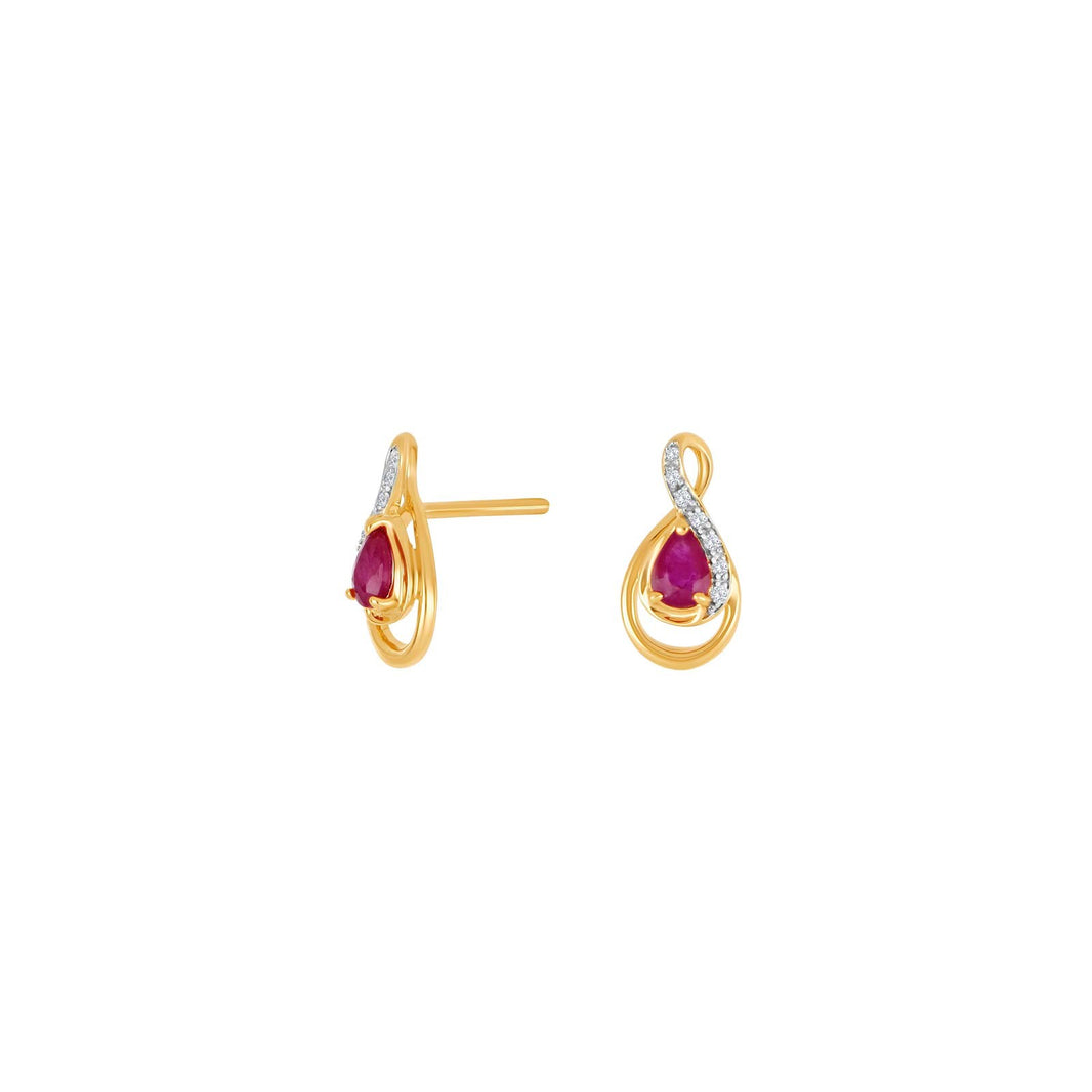 14ct. gold earrings w. Ruby and 0,32ct W/SI