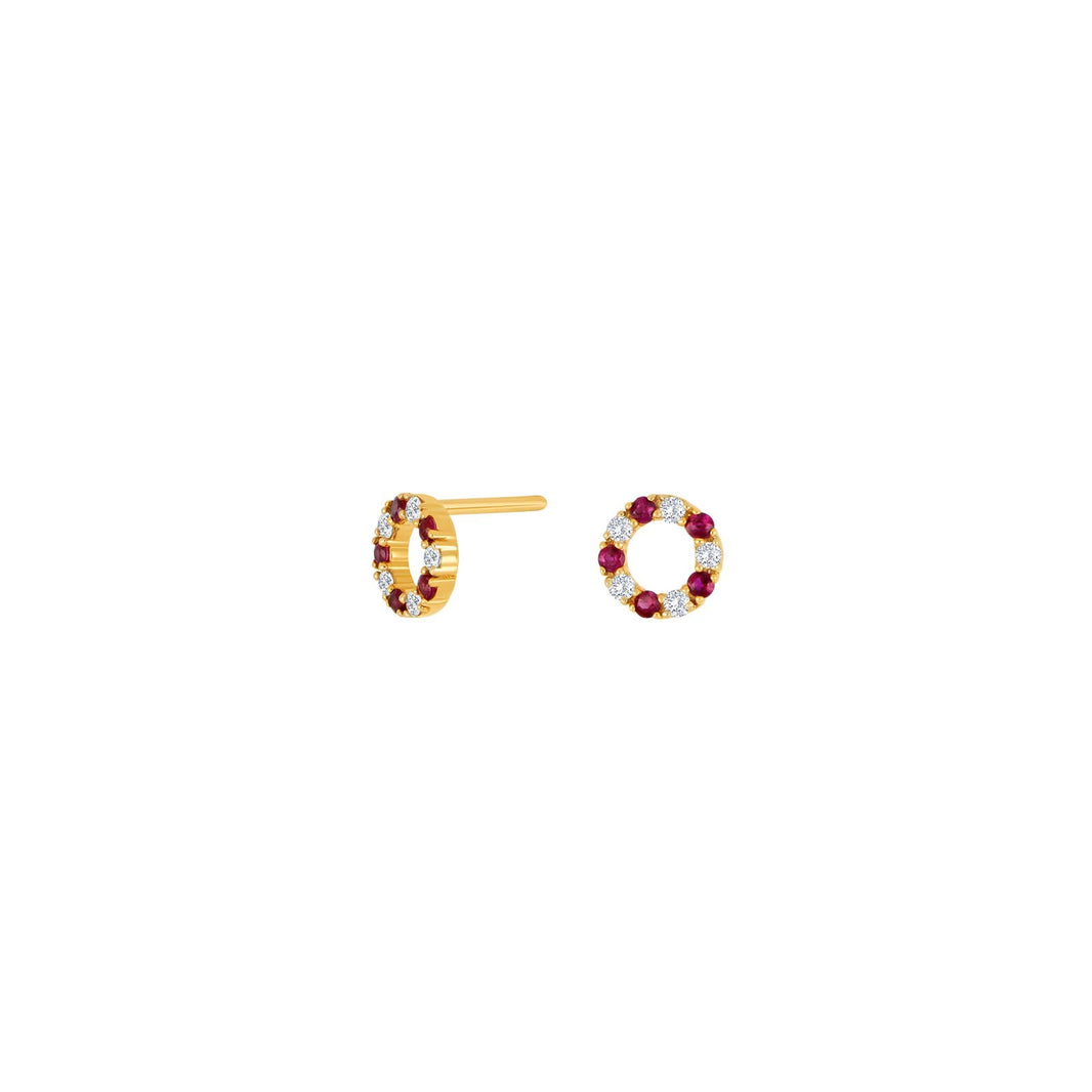 14ct. gold earrings w. Ruby and 0,7ct W/SI