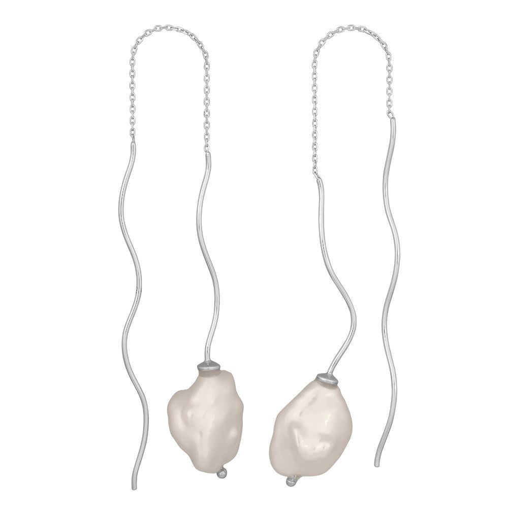 Rhod. Sil Ohrring BAROUQUE52 Süßwasserperlen 60mm