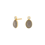 8ct. gold earring w. grey moonstone + cz