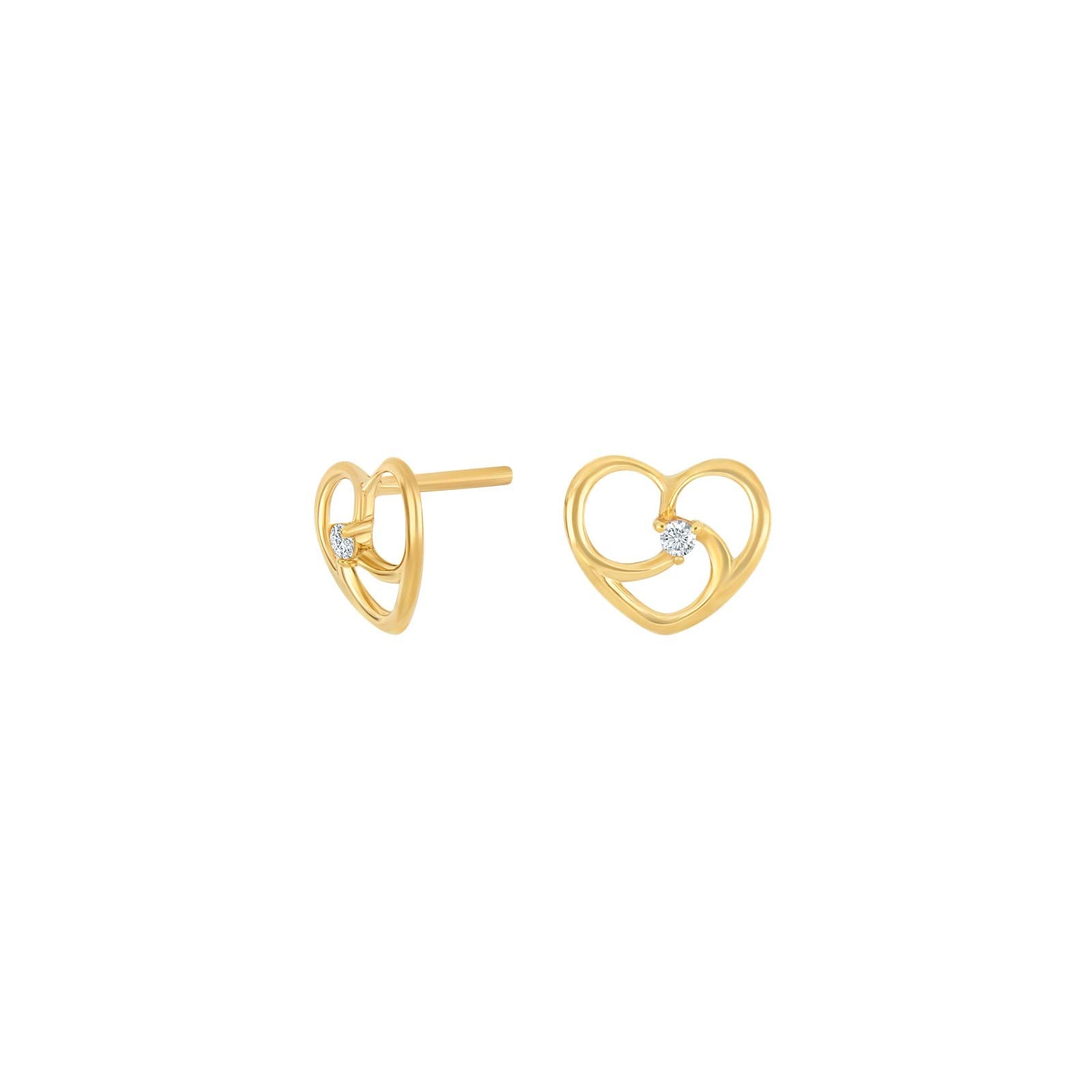 8ct. gold earring heart w. cz