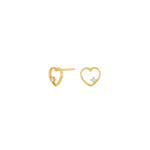 8ct. gold earrings hearts w. cz