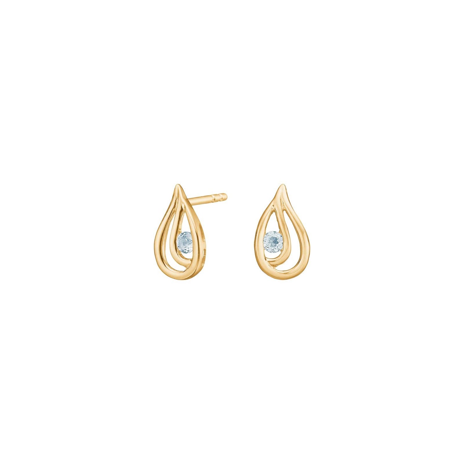 8Kt. Gold Ohringe m. Blau Topas