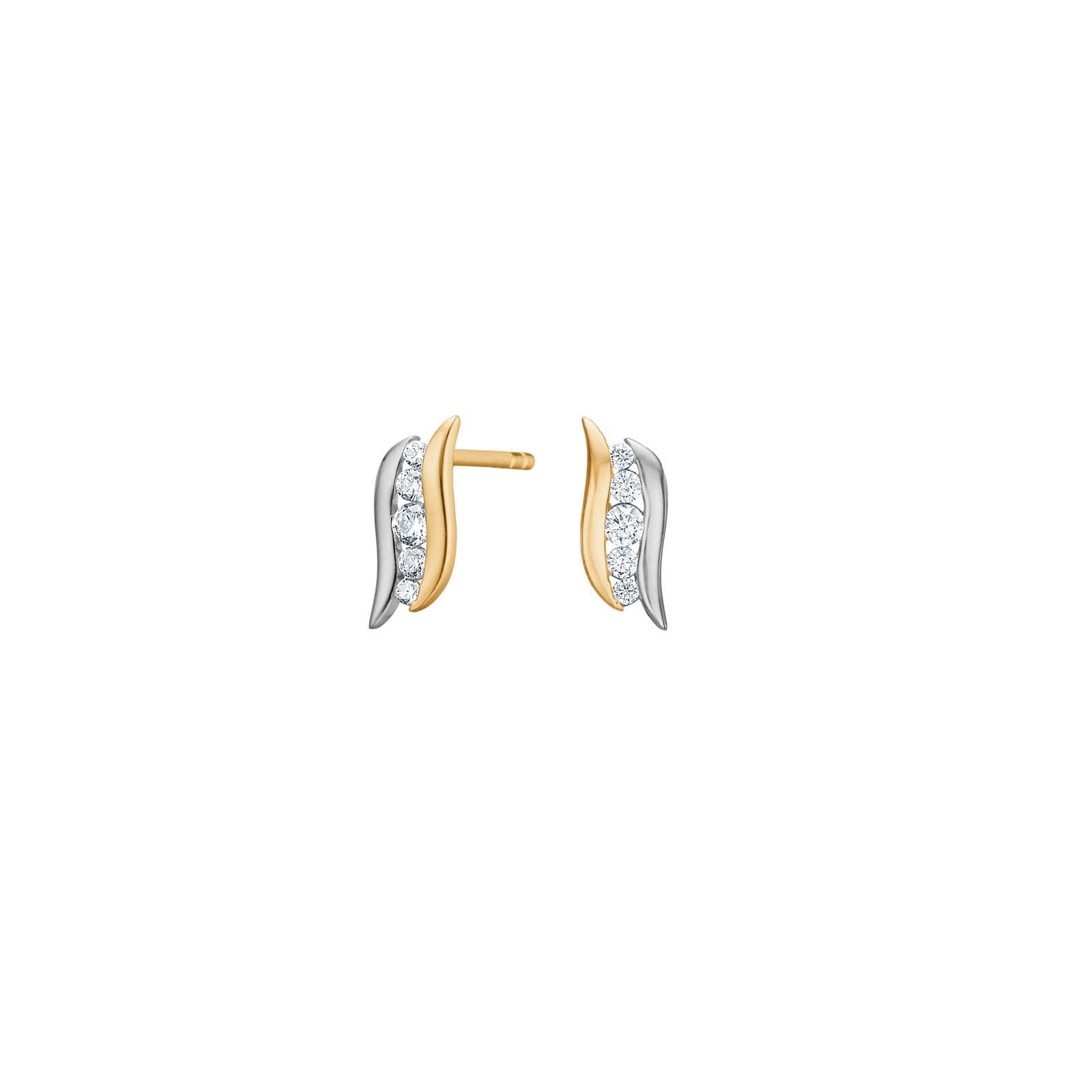 8Kt. Gold Ohrstecker bicolor m. cz