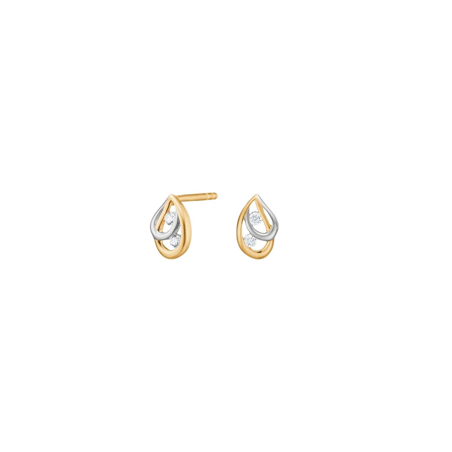 8Kt. Gold Ohrstecker bicolor m. cz