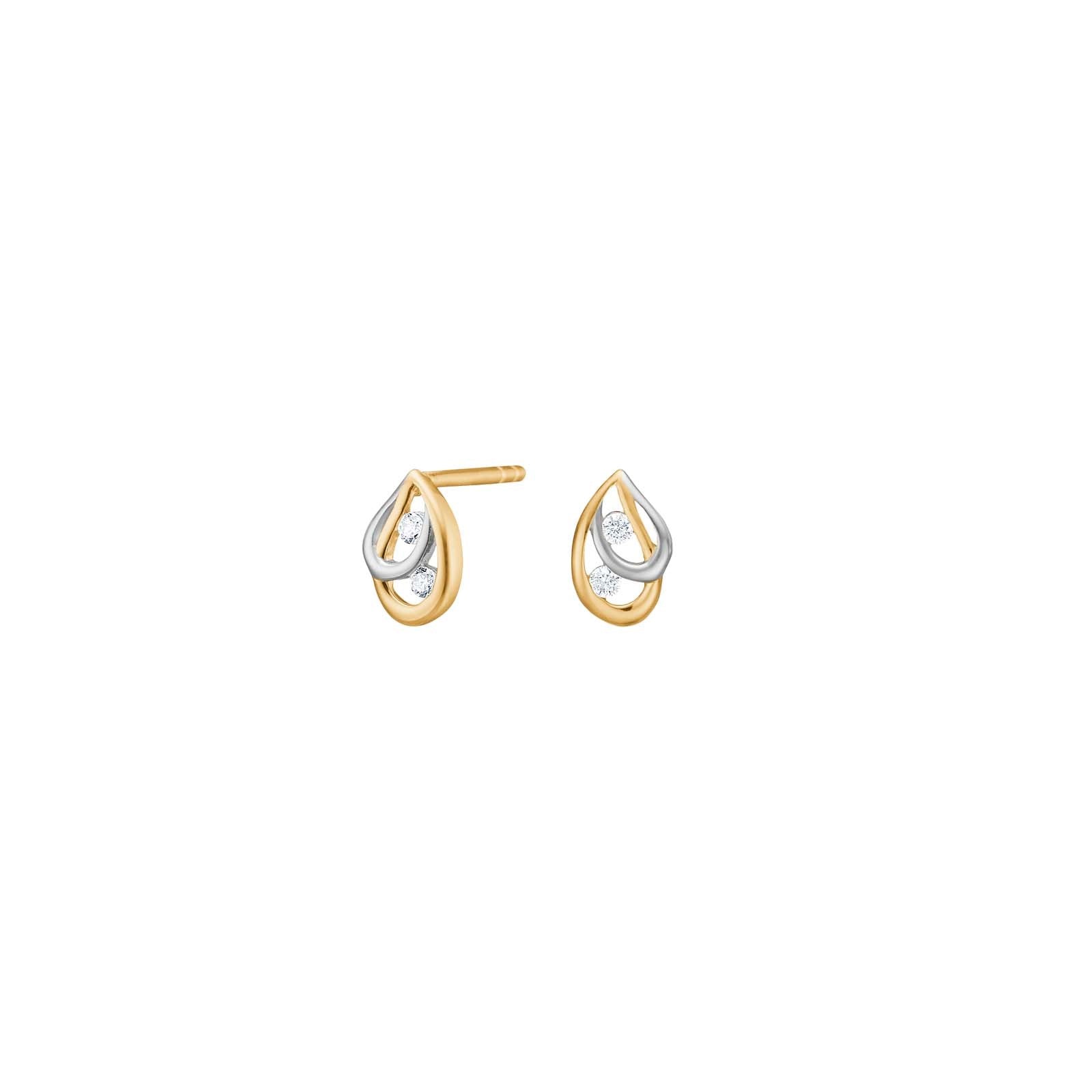 8Kt. Gold Ohrstecker bicolor m. cz