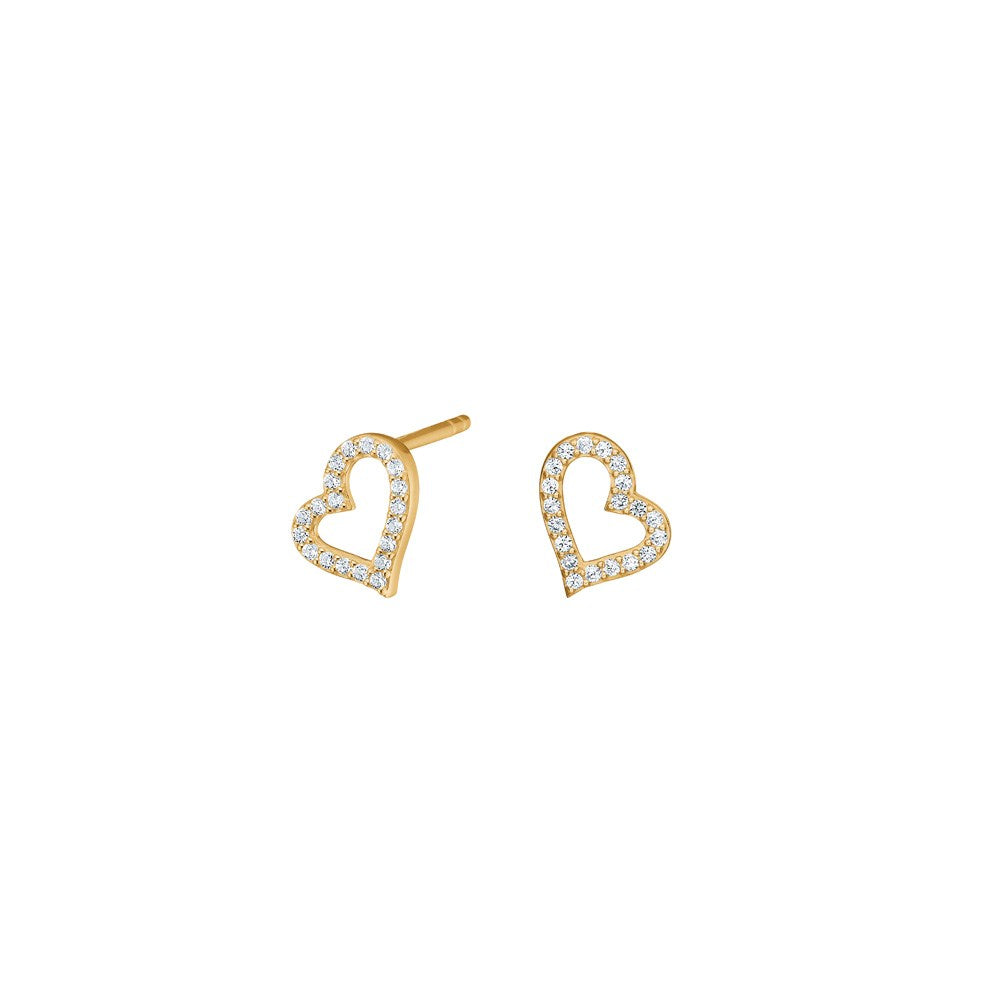 8kt. Gold Ohrstecker Herz m. cz