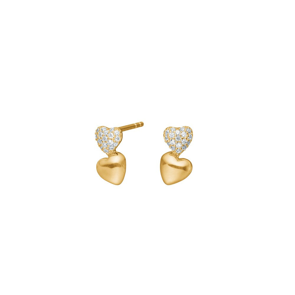 8kt. Gold Ohrstecker Herzen m. cz