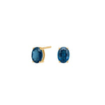 8kt. Gold Ohrstecker m. synt. Londoner blau Topas