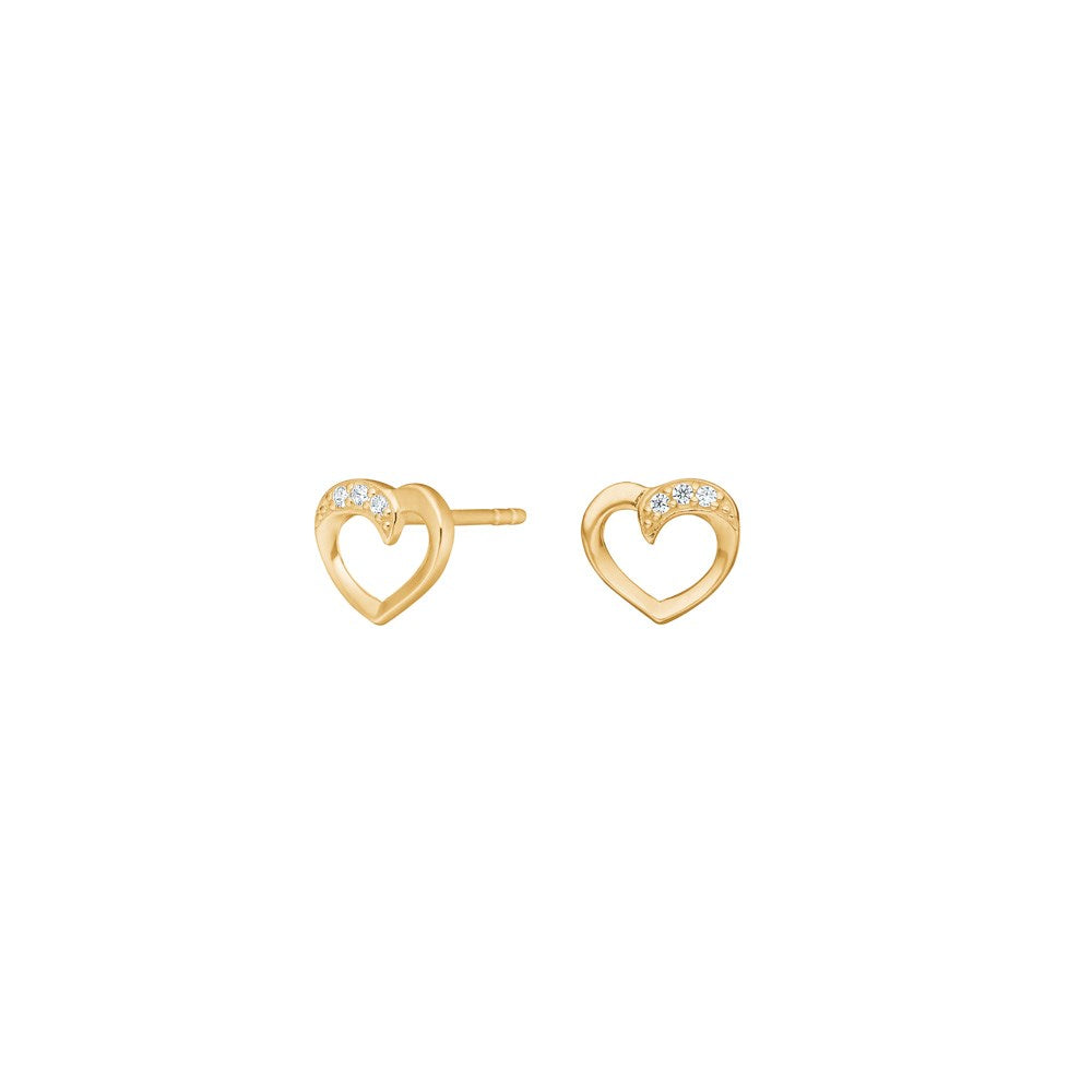 8kt. Gold Ohrstecker Herz m. cz