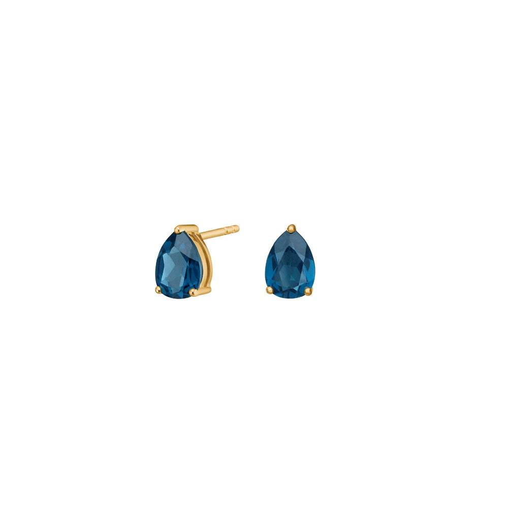 8kt. Gold Ohrstecker m. synt. Londoner blau Topas