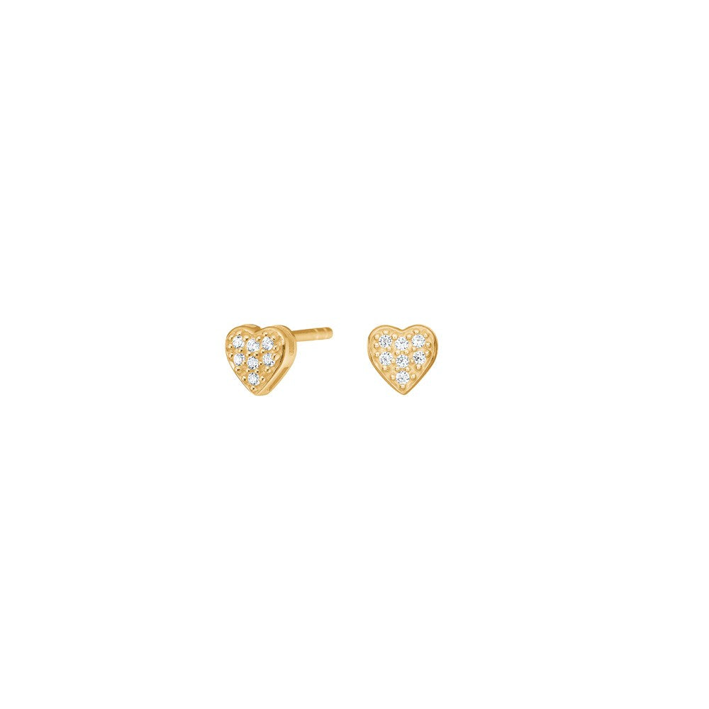 8kt. Gold Ohrstecker Herz m. cz