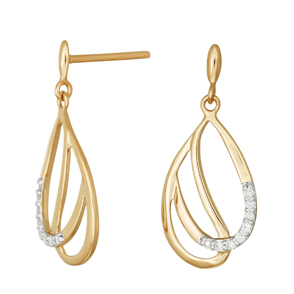 14ct. gold earrings w/dia. 0.04ct W/SI