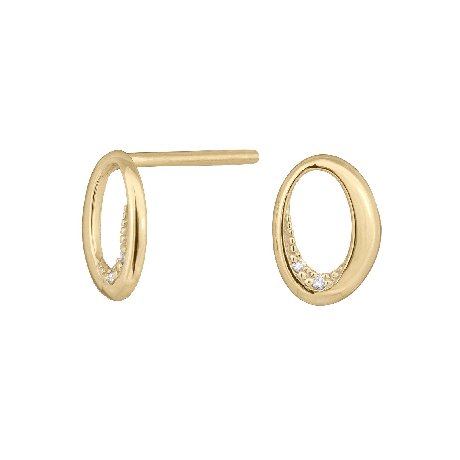 14ct. gold earrings w/dia. 0.02ct W/SI