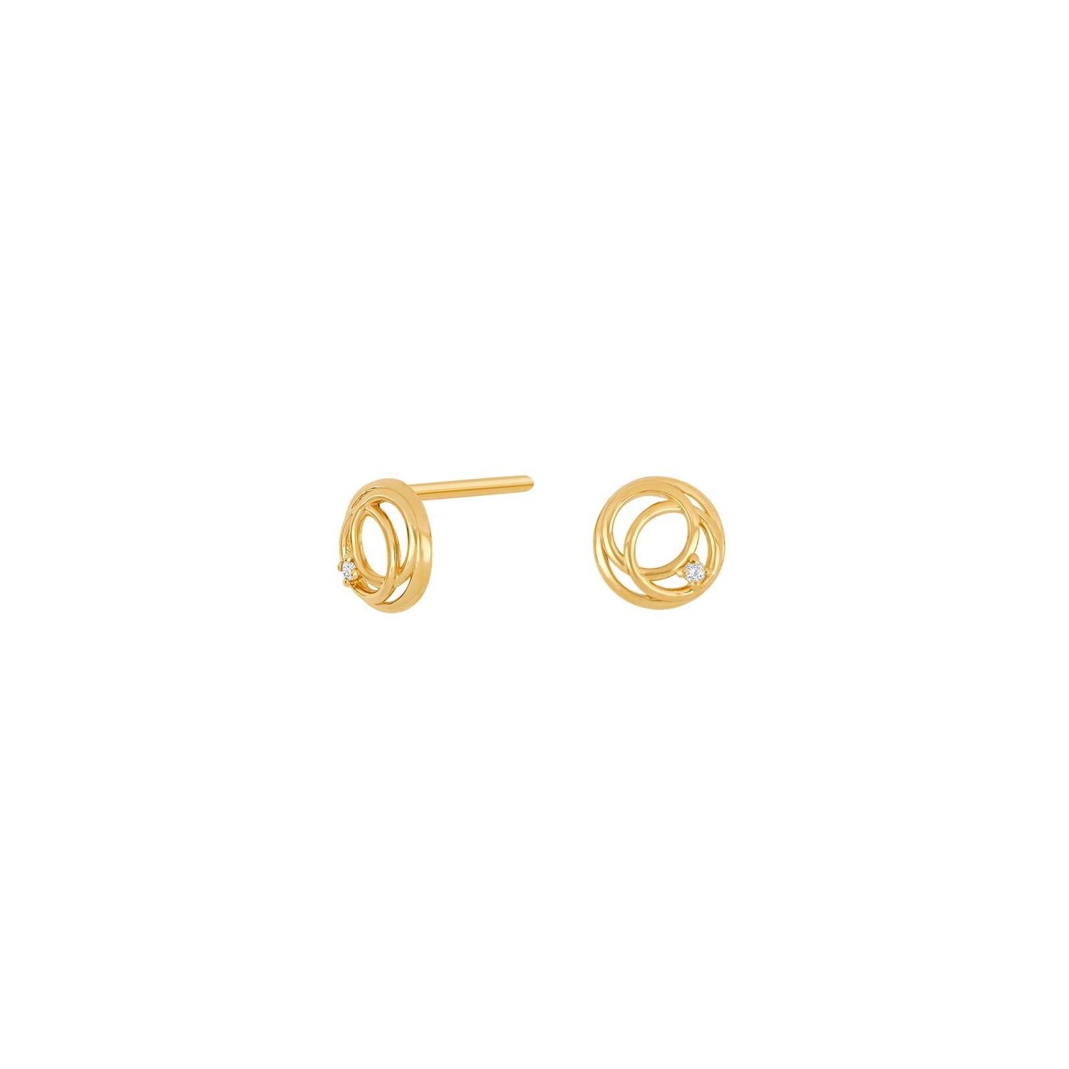 14kt. guldørestikker m. 0,01ct W/SI
