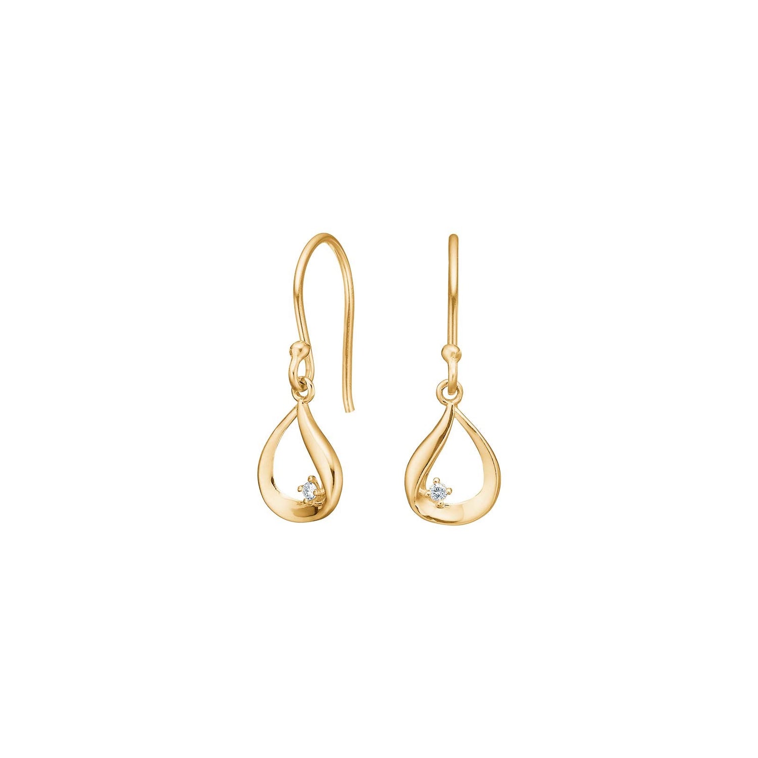 14Kt. Gold Ohringe m. 0,018ct W/SI