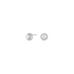 Rhod. silver earring w/pearl + cz