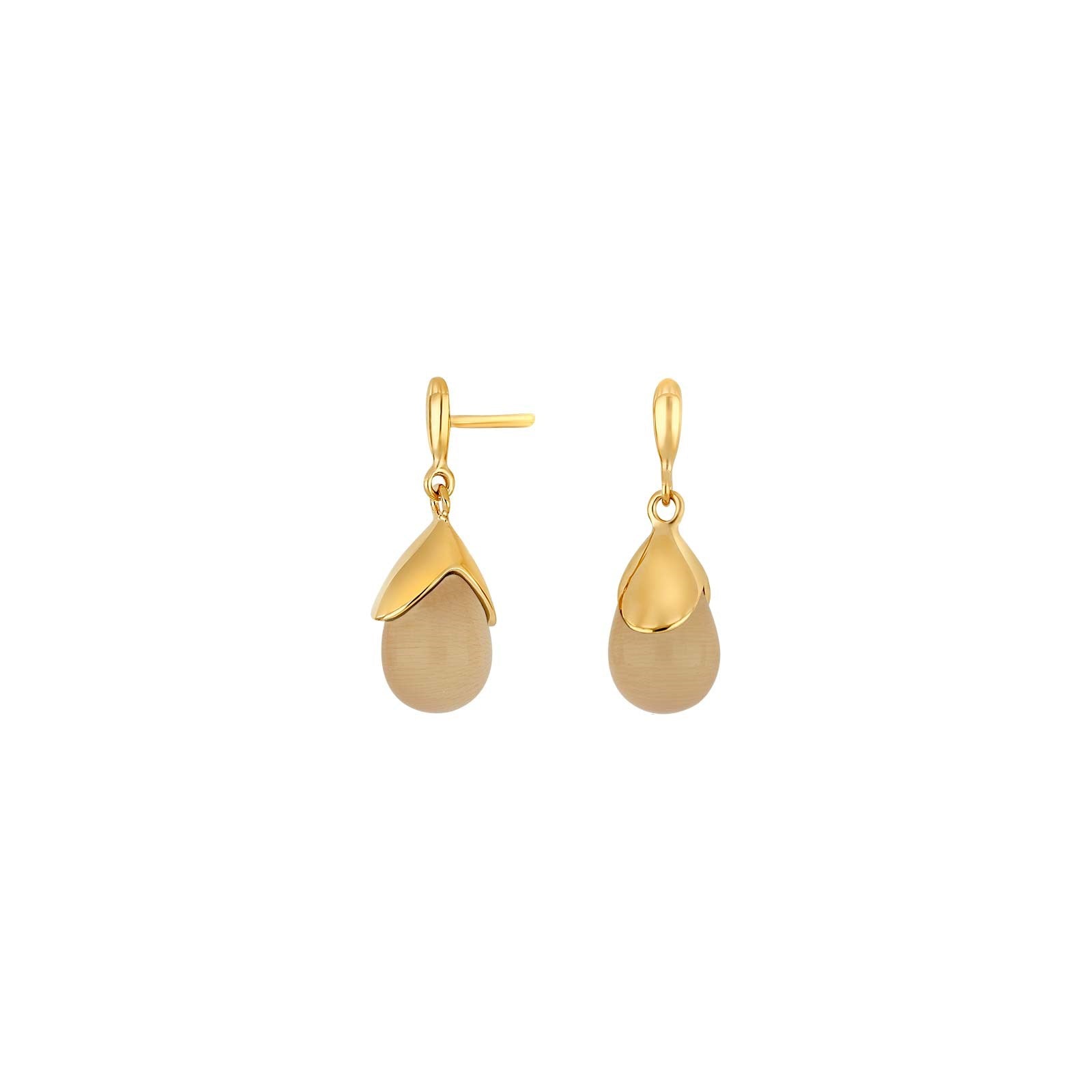 Silver goldplated earring w/orange cat eye