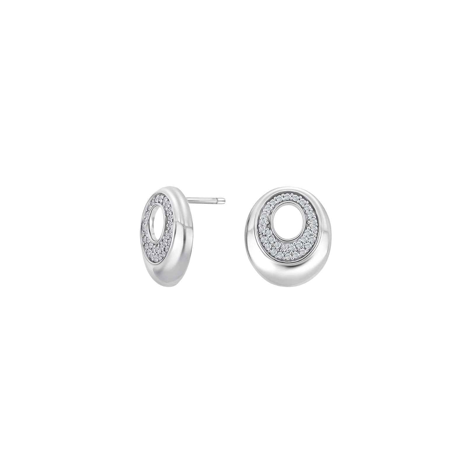 Rhod. silver earring w/cz
