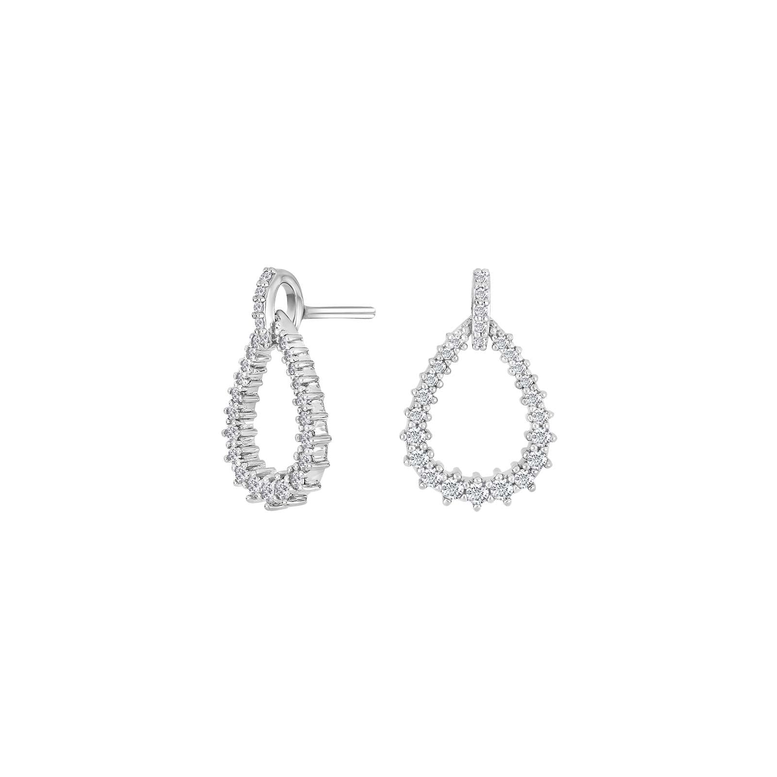 Rhod. silver earring  w/cz