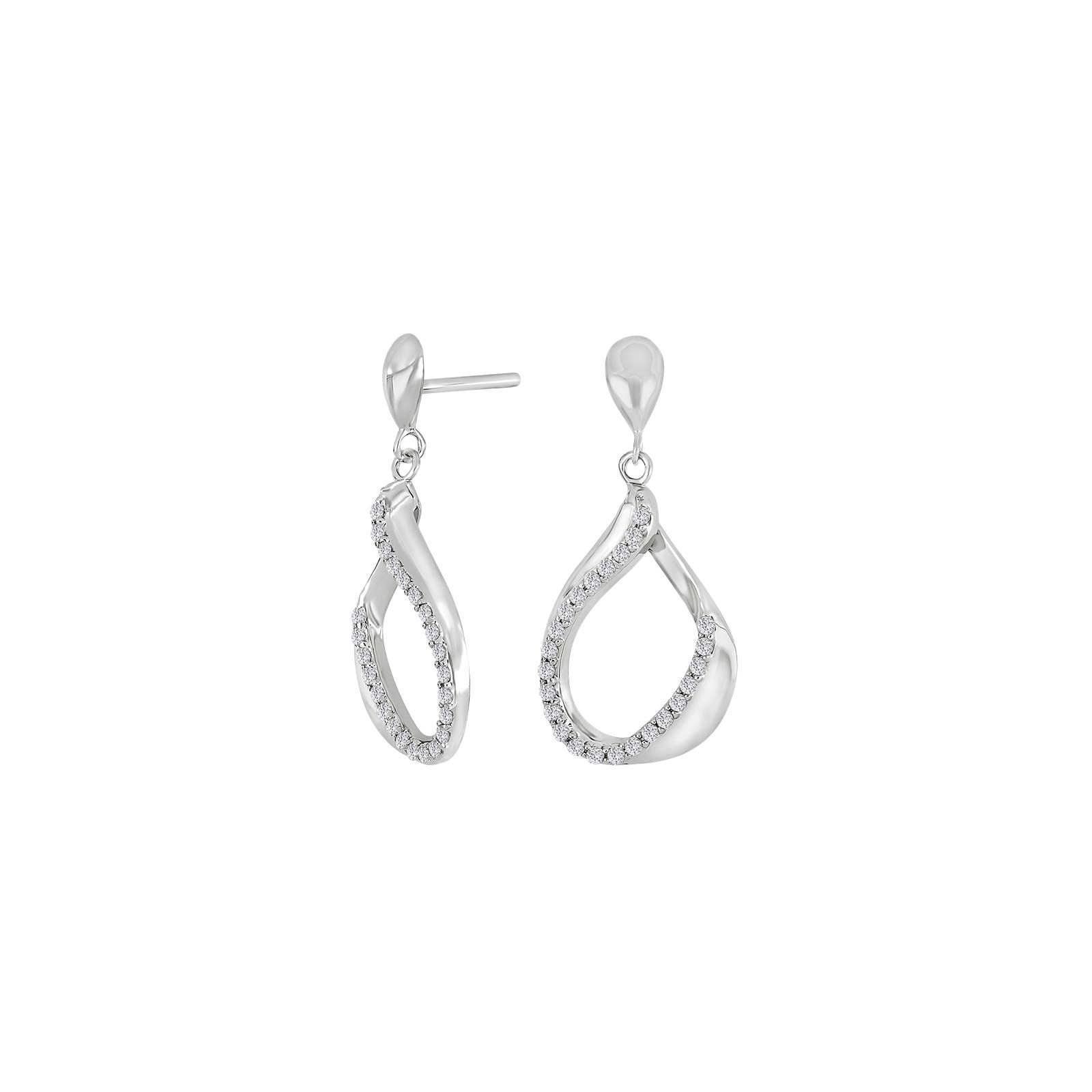 Rhod. silver earring  w/cz