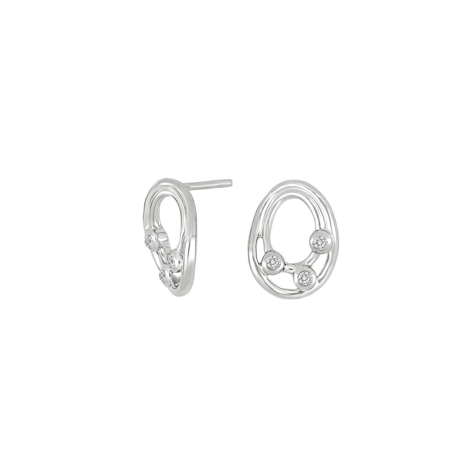 Rhod. silver earring  w/cz