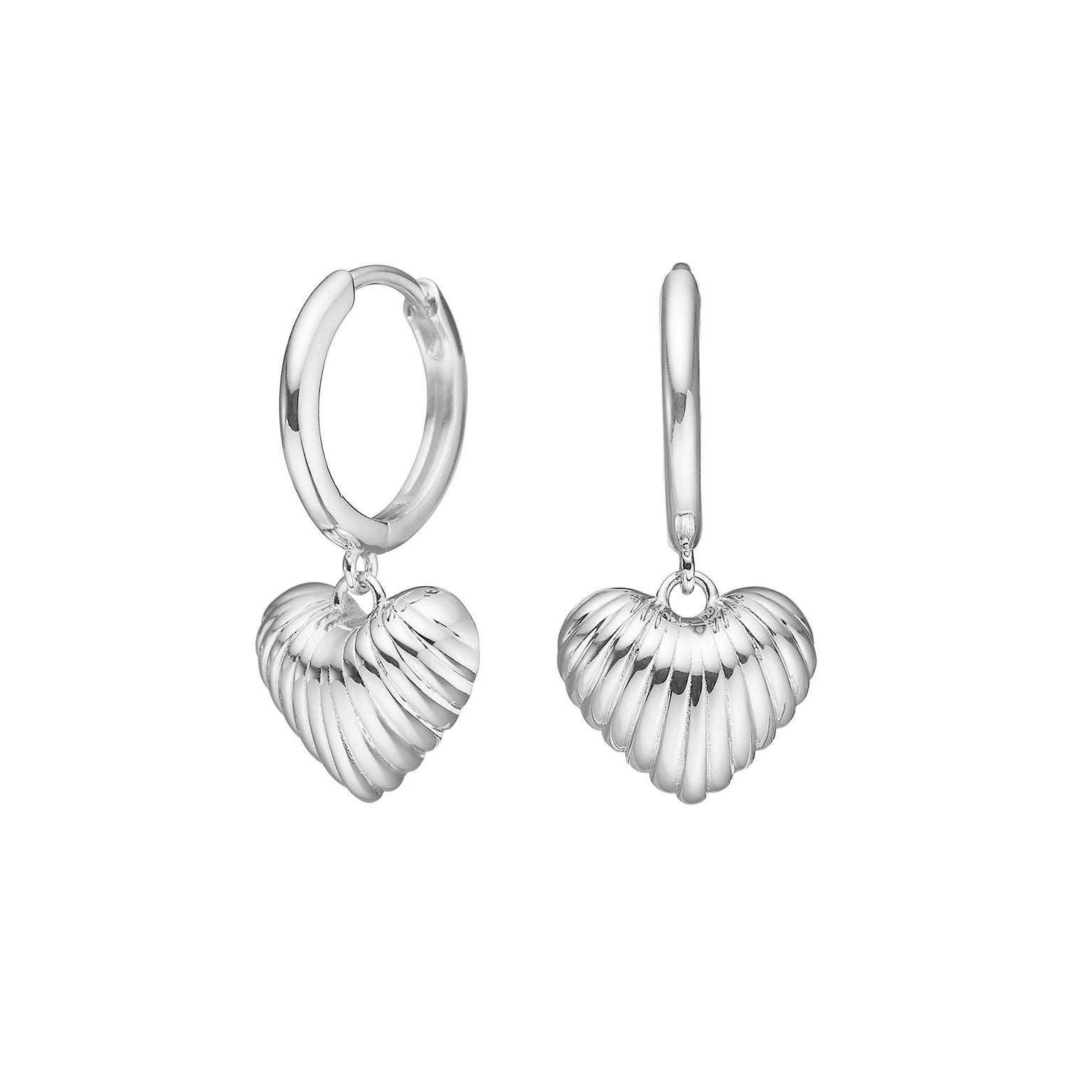 Silver earrings heart BREEZE52 - Rhodium plated