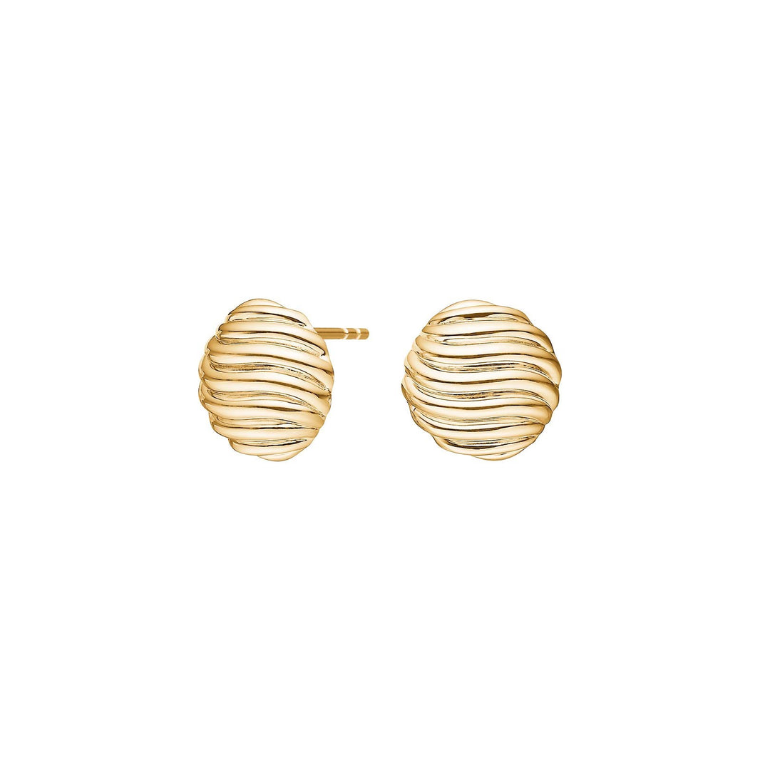 Silver ear studs large circle BREEZE52 - Gold plated