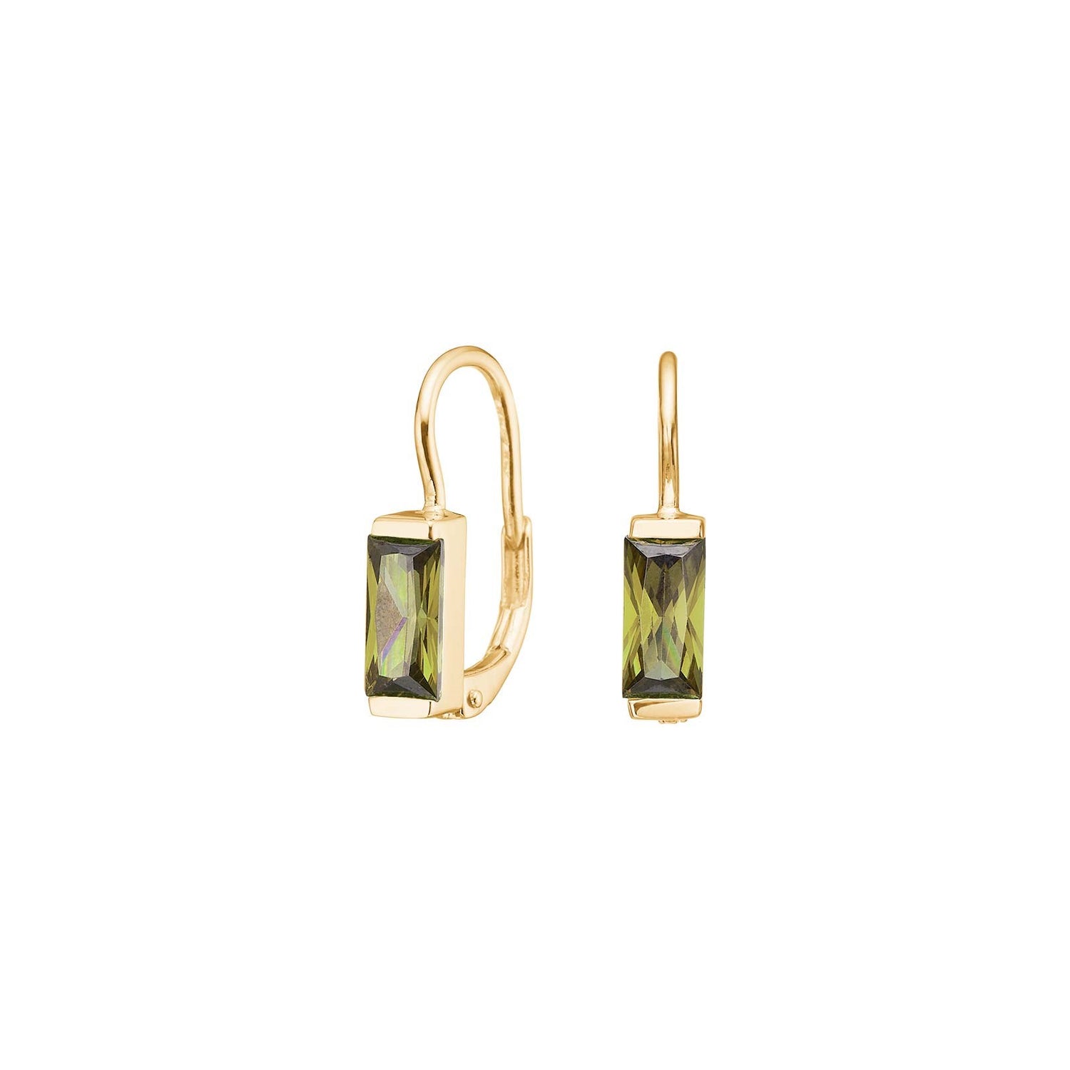 Gold plated silver earrings green FACET52