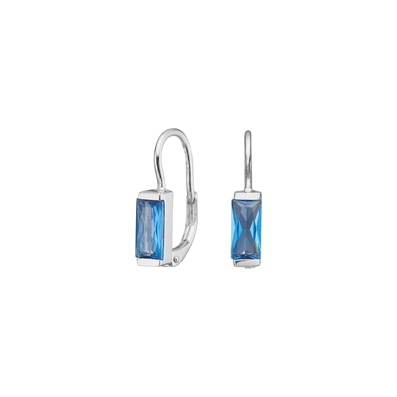 Rhd. Silber Ohrhänger blau FACET52