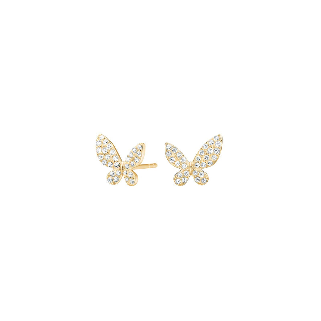 Goldp. silver earring butterfly w/cz - RiveraNor