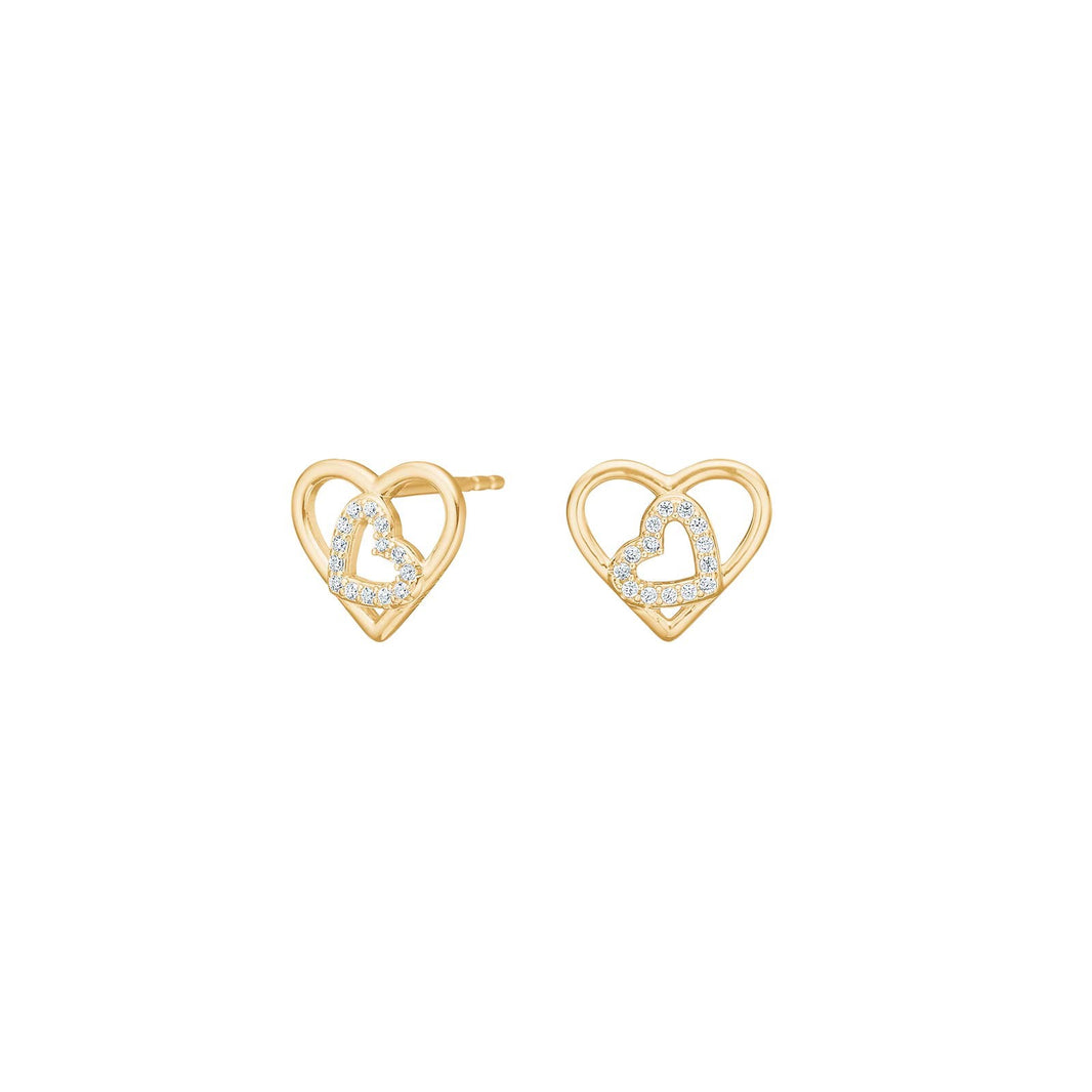 Goldp. silver earring heart w/cz - RiveraNor