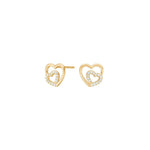 Goldp. silver earring heart w/cz - RiveraNor