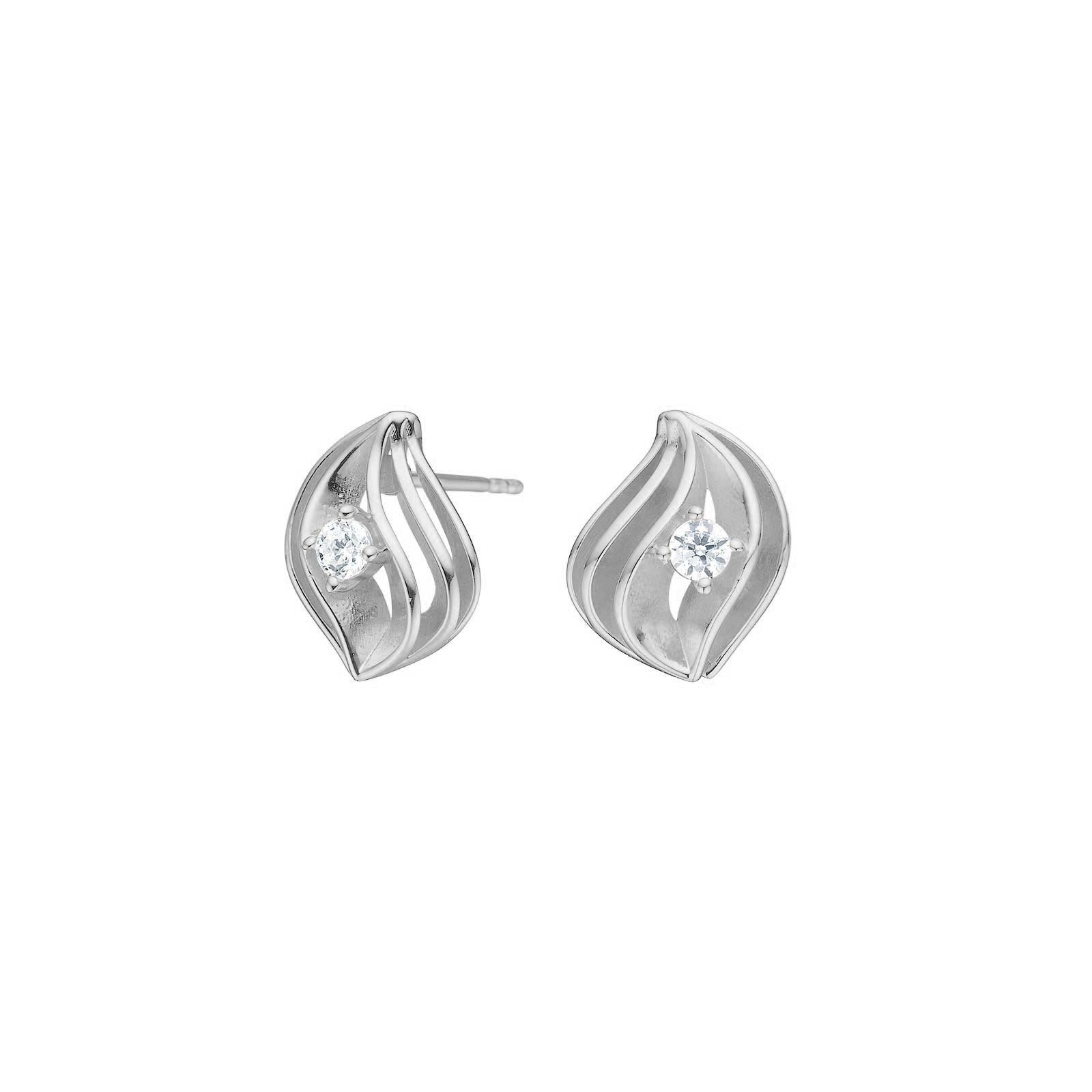 Rhod. silver earring w/cz