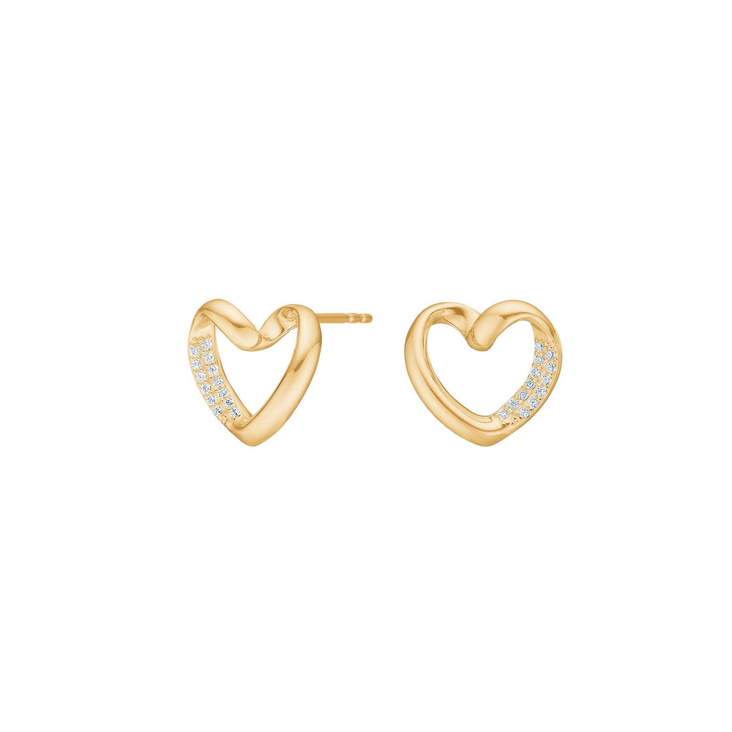 Goldp. silver earring heart w/cz - RiveraNor