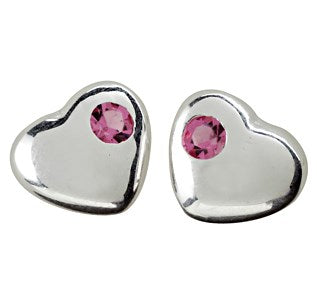 Rhod. Silberohrringe Herz m/rosa Kristall