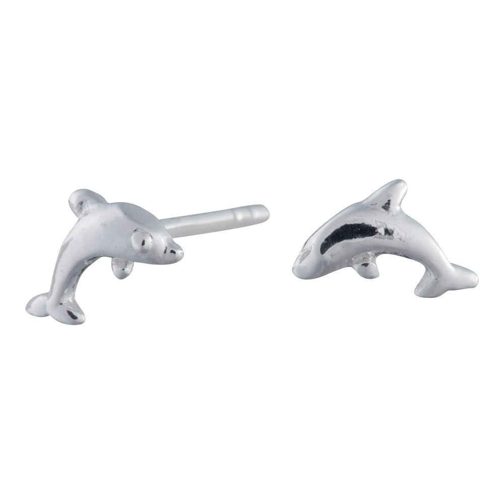 Rhod. Silberohrringe Delfin