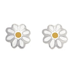 Rhod. silver earrings flower w/enamel