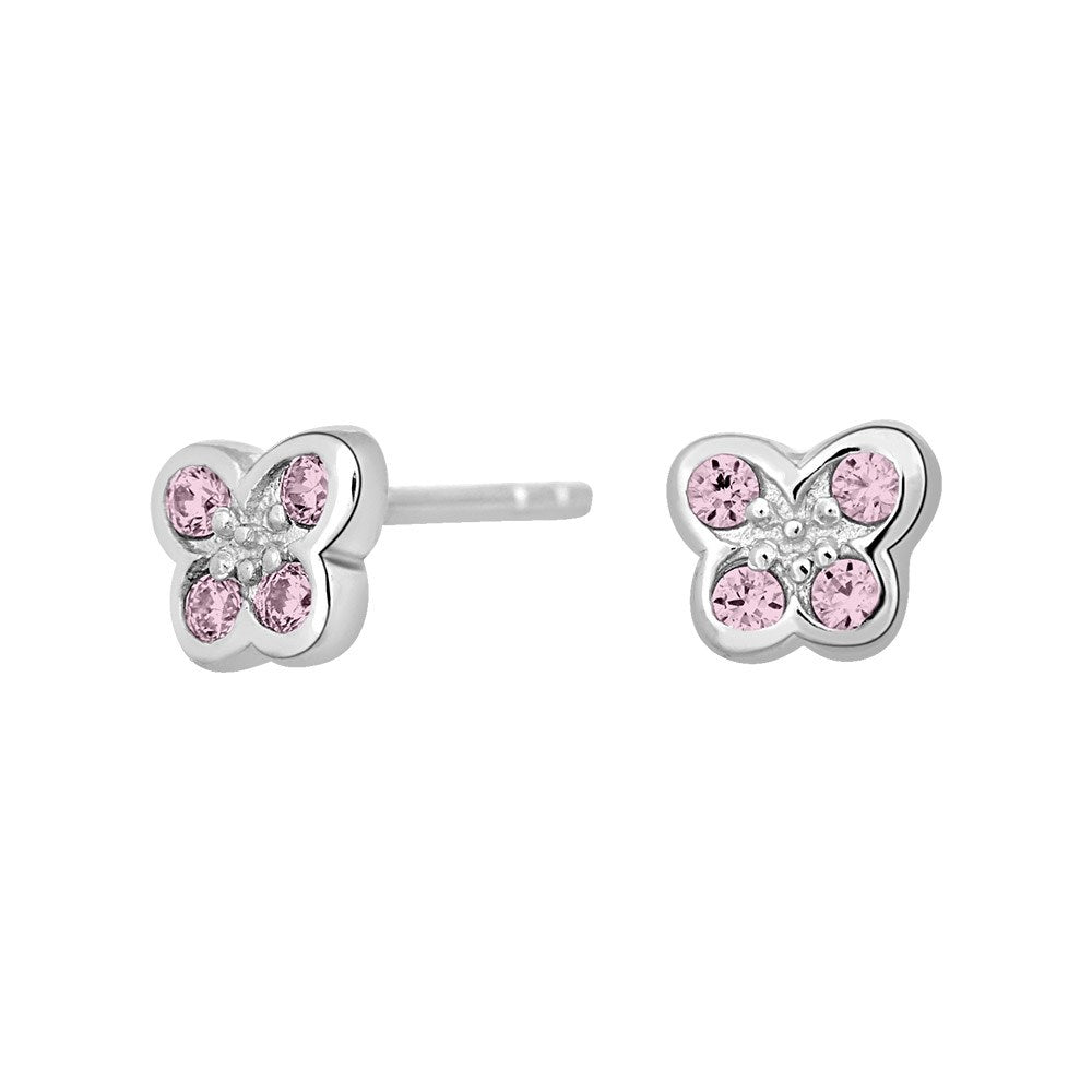 Rhod. silver earrings summerbird w/pink cz