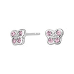Rhod. silver earrings summerbird w/pink cz