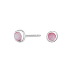 Rhod. silver earrings w/pink mother of pearl