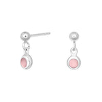 Rhod. silver earrings w/pink mother of pearl