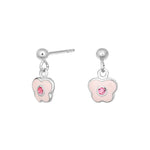 Rhod. silver earrings summerbird w/enamel and cz