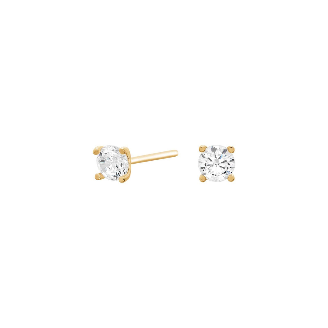 8ct. gold earrings in 4 claws w/4mm cz