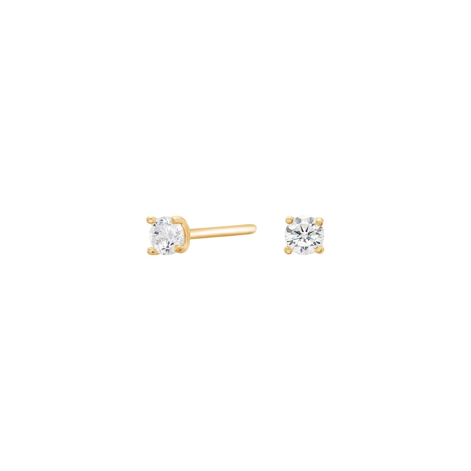 14ct. gold earrings in 4 claws w/3mm cz