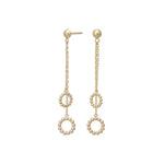 8ct. gold earrings chain w/2 circles