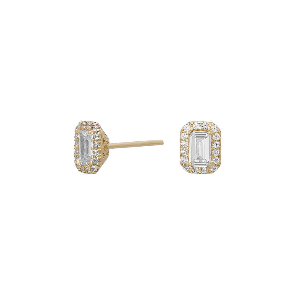 8ct. gold earrings square w/cz