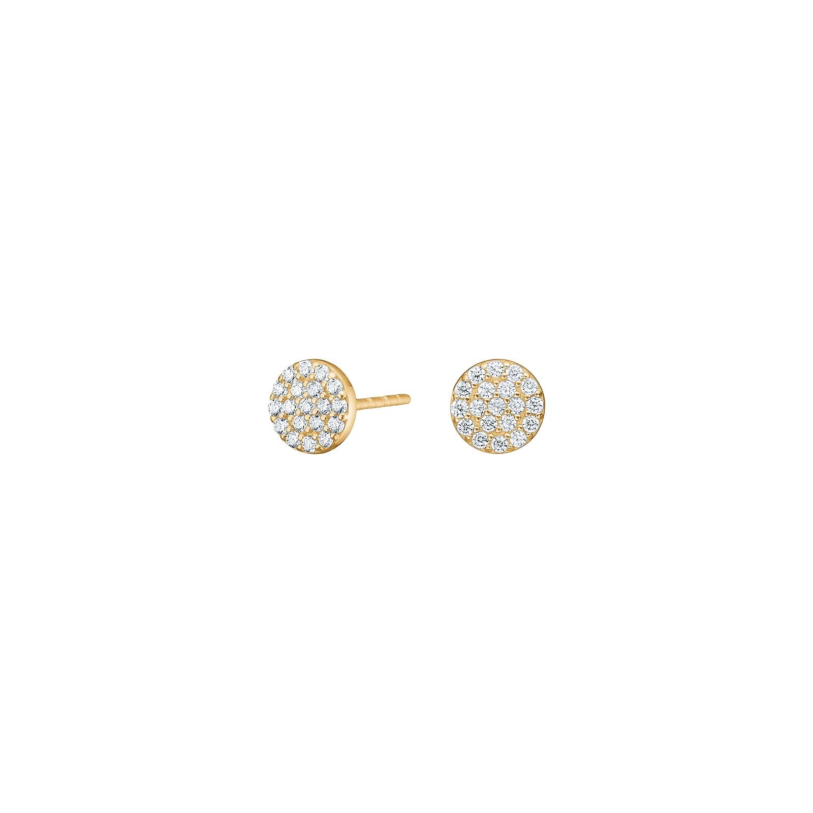 8ct. gold earrings round w/cz 6mm