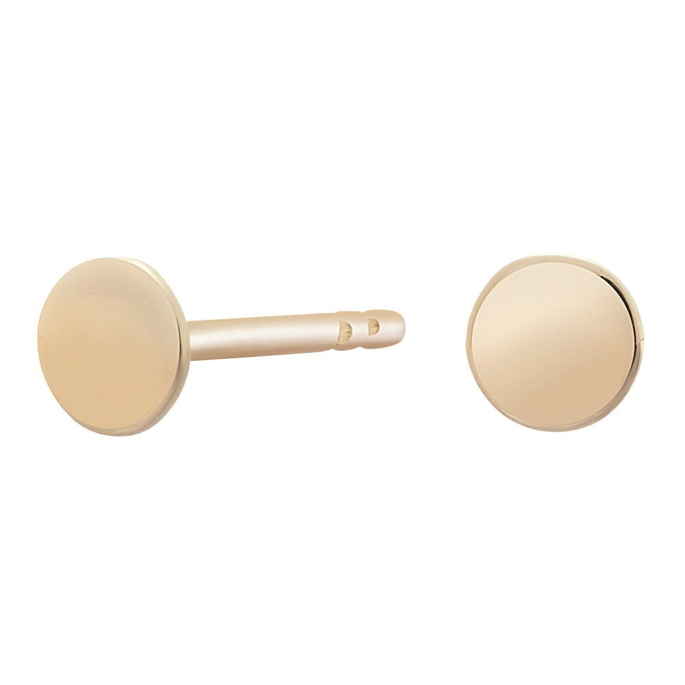 8kt. guldørestikker rund plade 4mm